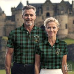 Wallace Hunting Ancient Clan Tartan Polo with Crest - Authentic Scottish Apparel