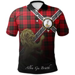 Wallace Weathered Polo Shirts Tartan Crest Celtic Scotland Lion