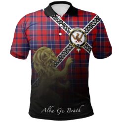 Wishart Dress Polo Shirts Tartan Crest Celtic Scotland Lion