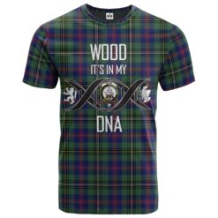 Wood Modern Clan DNA In Me Tartan Crest T-Shirt