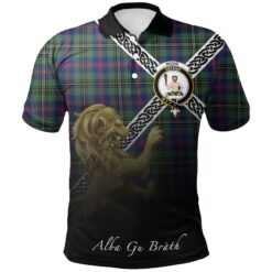 Wood Modern Polo Shirts Tartan Crest Celtic Scotland Lion