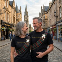 Personalized Scottish Clan Tartan Sash T-Shirt – Custom Family Heritage T-Shirt